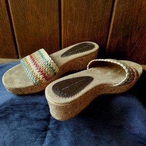 Montego Bay Club Woven Straw Wedge Slip-ons, Size 8